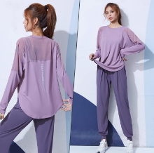 晴碧琳薄款户外运动套装女健身宽松显瘦瑜伽服短袖弹力速干衣跑步服